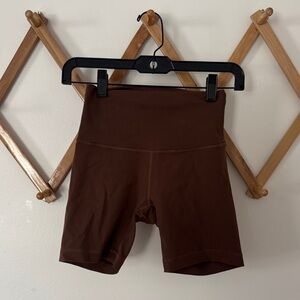 Lululemon Wunder Train Java Brown Biker Shorts Size 4 6” inseam